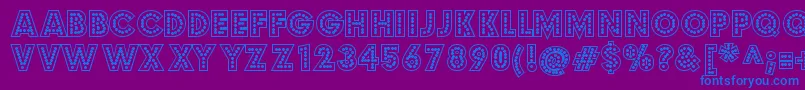 budmo jigglish-Schriftart – Blaue Schriften auf violettem Hintergrund