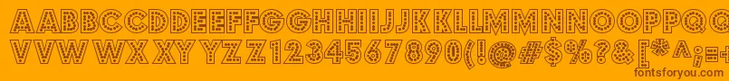 budmo jigglish-Schriftart – Braune Schriften auf orangefarbenem Hintergrund