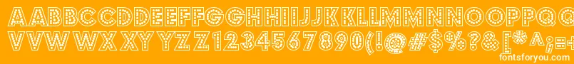 budmo jigglish-Schriftart – Weiße Schriften auf orangefarbenem Hintergrund