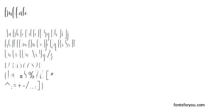 Schriftart Buffalo (122385) – Alphabet, Zahlen, spezielle Symbole