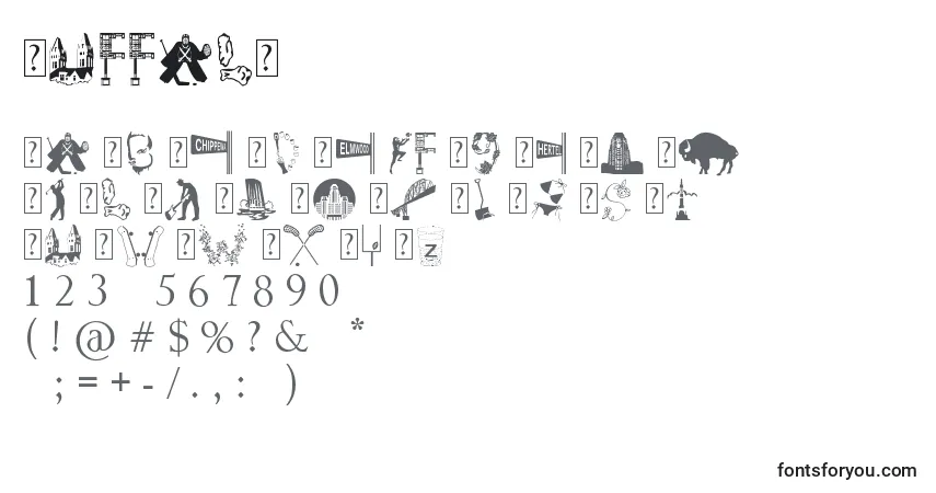 A fonte BuffalO (122386) – alfabeto, números, caracteres especiais