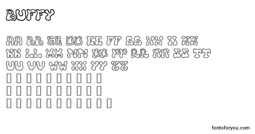A fonte BUFFY    (122388) – alfabeto, números, caracteres especiais