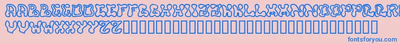 Buffy-Schriftart – Blaue Schriften auf rosa Hintergrund