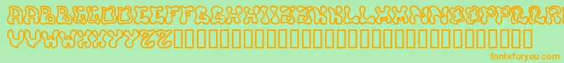 フォントBuffy – オレンジの文字が緑の背景にあります。