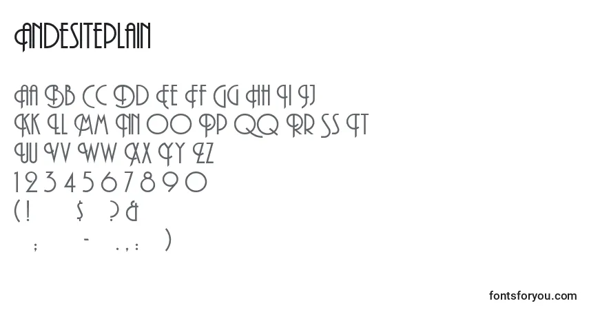 Czcionka Andesiteplain – alfabet, cyfry, specjalne znaki