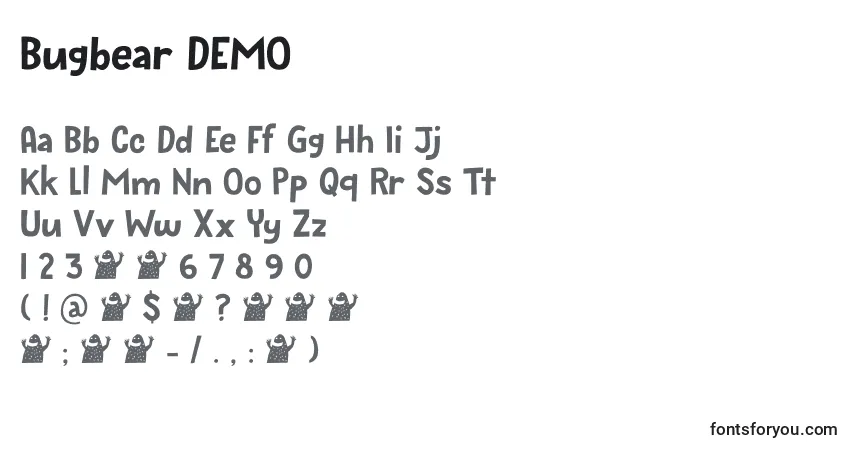 Шрифт Bugbear DEMO – алфавит, цифры, специальные символы