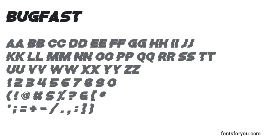 A fonte Bugfast – alfabeto, números, caracteres especiais