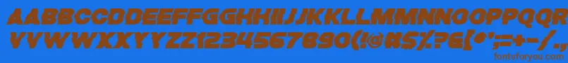 Bugfast-Schriftart – Braune Schriften auf blauem Hintergrund