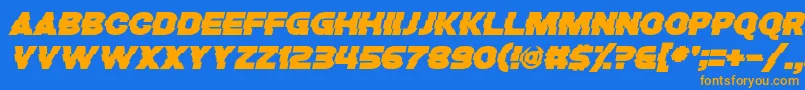 Bugfast-Schriftart – Orangefarbene Schriften auf blauem Hintergrund