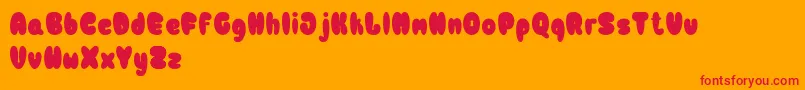 Bulb-Schriftart – Rote Schriften auf orangefarbenem Hintergrund
