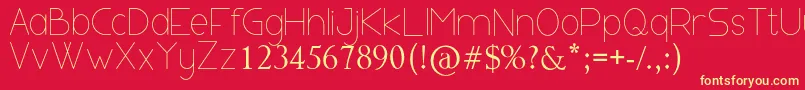 BULGARE-Schriftart – Gelbe Schriften auf rotem Hintergrund
