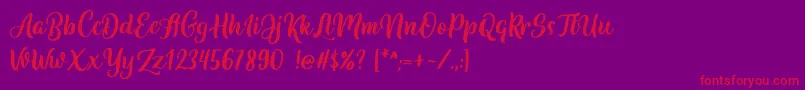 Bulgaria DEMO-Schriftart – Rote Schriften auf violettem Hintergrund