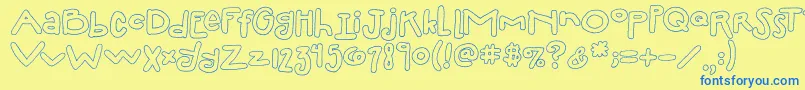 2peasSillyFillIn Font – Blue Fonts on Yellow Background