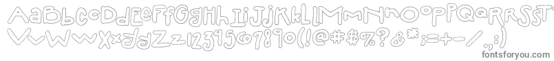 2peasSillyFillIn-fontti – harmaat kirjasimet valkoisella taustalla