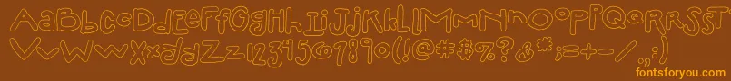 2peasSillyFillIn Font – Orange Fonts on Brown Background