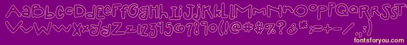 2peasSillyFillIn Font – Yellow Fonts on Purple Background