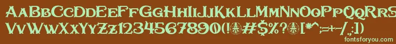 フォントBullhawk Personal Use Only – 緑色の文字が茶色の背景にあります。