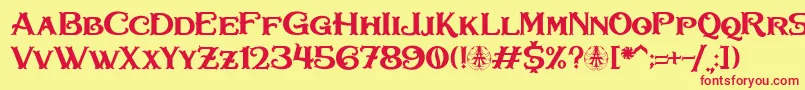 フォントBullhawk Personal Use Only – 赤い文字の黄色い背景