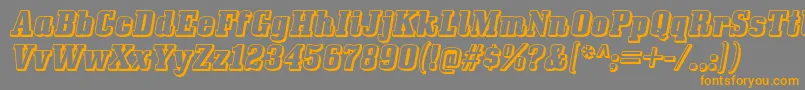 フォントbullpen 3d – オレンジの文字は灰色の背景にあります。