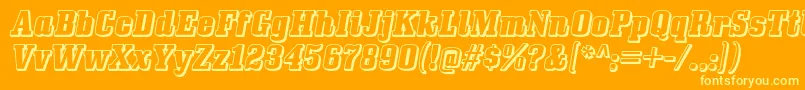 Шрифт bullpen 3d – жёлтые шрифты на оранжевом фоне