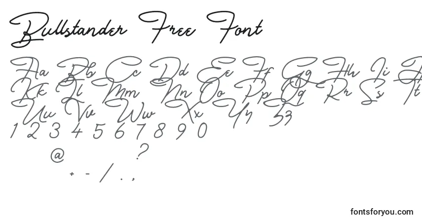 Czcionka Bullstander Free Font – alfabet, cyfry, specjalne znaki