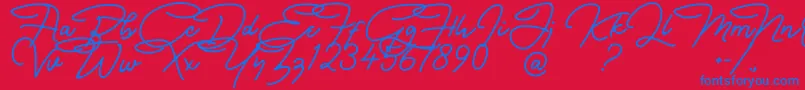 Czcionka Bullstander Free Font – niebieskie czcionki na czerwonym tle