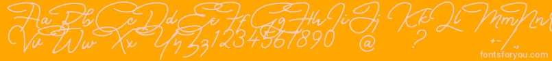 Weitere Informationen zur Bullstander Free Font-Schriftart Bullstander Free Font-Schriftart – Rosa Schriften auf orangefarbenem Hintergrund