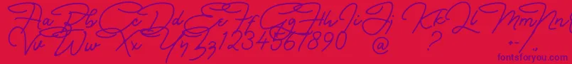Bullstander Free Font-Schriftart – Violette Schriften auf rotem Hintergrund