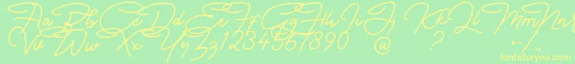 フォントBullstander Free Font – 黄色の文字が緑の背景にあります