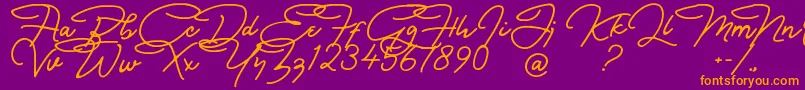 Czcionka Bullstander Free Font – pomarańczowe czcionki na fioletowym tle