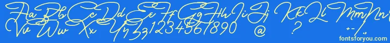 Czcionka Bullstander Free Font – żółte czcionki na niebieskim tle