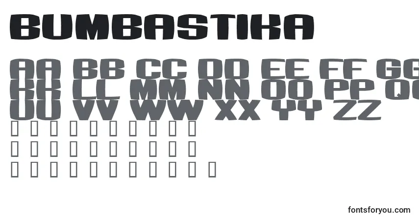 A fonte BUMBASTIKA (122406) – alfabeto, números, caracteres especiais