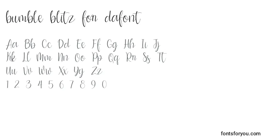 Schriftart Bumble blitz for dafont – Alphabet, Zahlen, spezielle Symbole