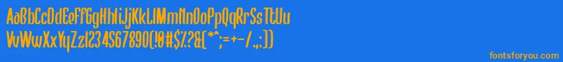 フォントBumblebear – オレンジ色の文字が青い背景にあります。