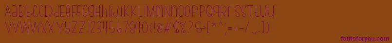 Weitere Informationen zur bumblebeethin Demo-Schriftart bumblebeethin Demo-Schriftart – Violette Schriften auf braunem Hintergrund