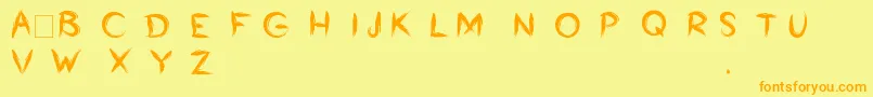 Bumrush-Schriftart – Orangefarbene Schriften auf gelbem Hintergrund