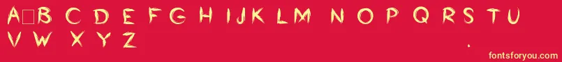 フォントBumrush – 黄色の文字、赤い背景