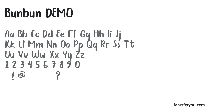 A fonte Bunbun DEMO – alfabeto, números, caracteres especiais
