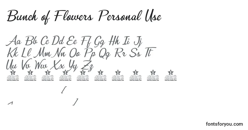 Schriftart Bunch of Flowers Personal Use – Alphabet, Zahlen, spezielle Symbole