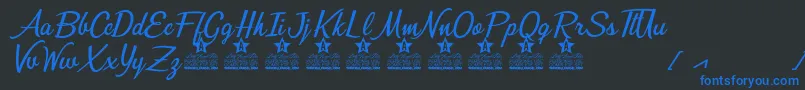 Bunch of Flowers Personal Use Font – Blue Fonts on Black Background