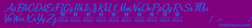 Bunch of Flowers Personal Use Font – Blue Fonts on Purple Background