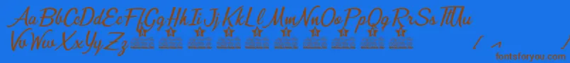 Bunch of Flowers Personal Use Font – Brown Fonts on Blue Background