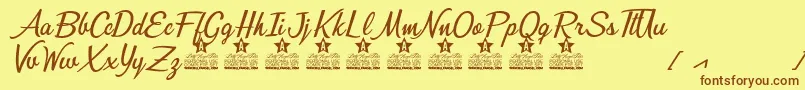Bunch of Flowers Personal Use Font – Brown Fonts on Yellow Background