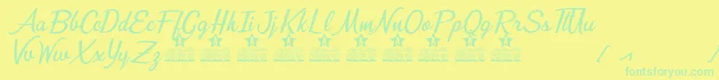 Bunch of Flowers Personal Use Font – Green Fonts on Yellow Background