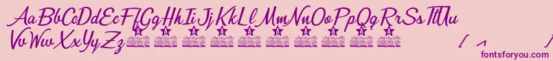 Bunch of Flowers Personal Use Font – Purple Fonts on Pink Background