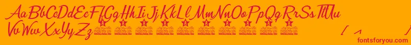 Bunch of Flowers Personal Use Font – Red Fonts on Orange Background