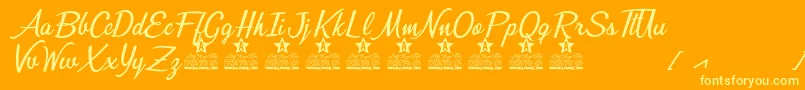 Bunch of Flowers Personal Use Font – Yellow Fonts on Orange Background