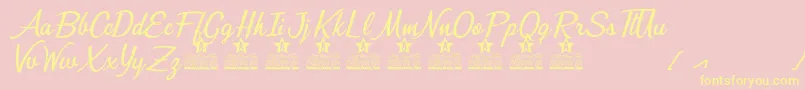 Bunch of Flowers Personal Use Font – Yellow Fonts on Pink Background