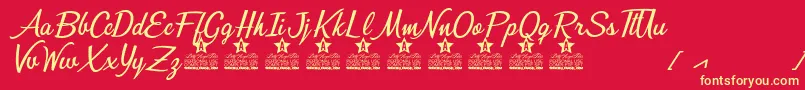 Bunch of Flowers Personal Use Font – Yellow Fonts on Red Background