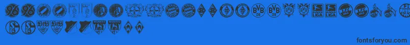 Bundesliga-Schriftart – Schwarze Schriften auf blauem Hintergrund